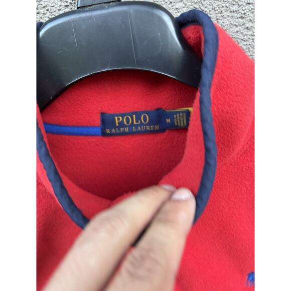 Polo Ralph Lauren Fleece Mock Neck Sweater Size Medium Red - Picture 8 of 11